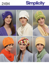 2494 FLEECE CLOCHE, TURBAN, FLAPPER HATS PATTERN SMALL-LG